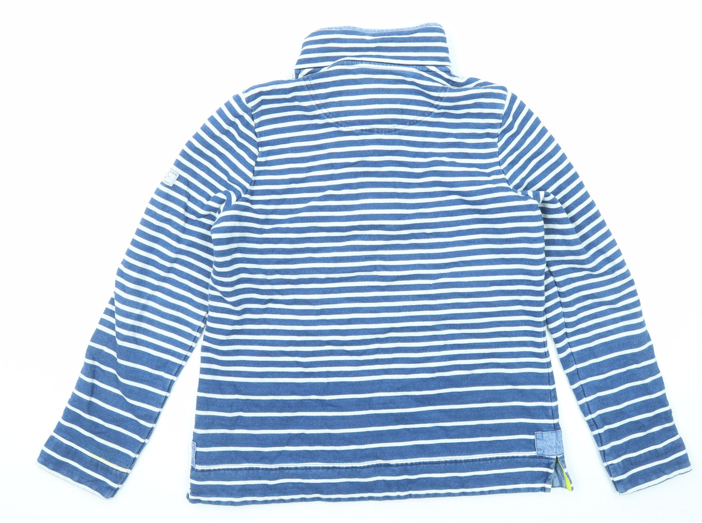 Joules Womens Blue Striped Cotton Pullover Sweatshirt Size 14 Button