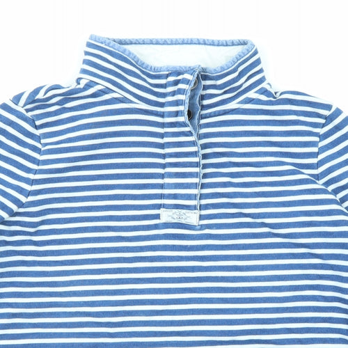 Joules Womens Blue Striped Cotton Pullover Sweatshirt Size 14 Button