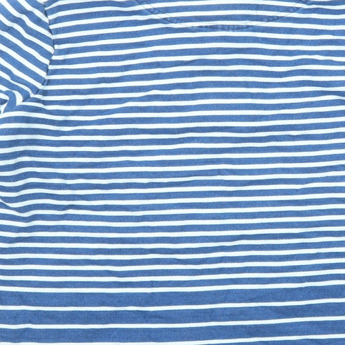 Joules Womens Blue Striped Cotton Pullover Sweatshirt Size 14 Button
