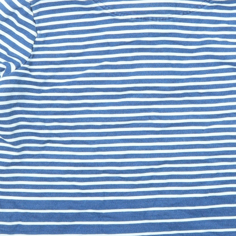 Joules Womens Blue Striped Cotton Pullover Sweatshirt Size 14 Button