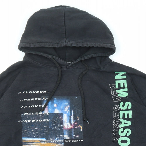PRETTYLITTLETHING Mens Black Cotton Pullover Hoodie Size M - New Season