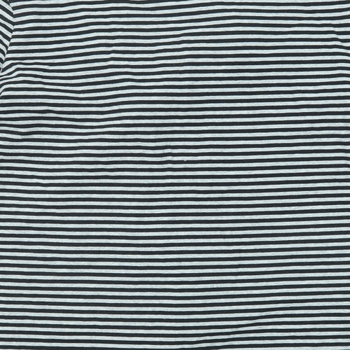 NEXT Womens Black Striped Cotton Basic T-Shirt Size 18 V-Neck