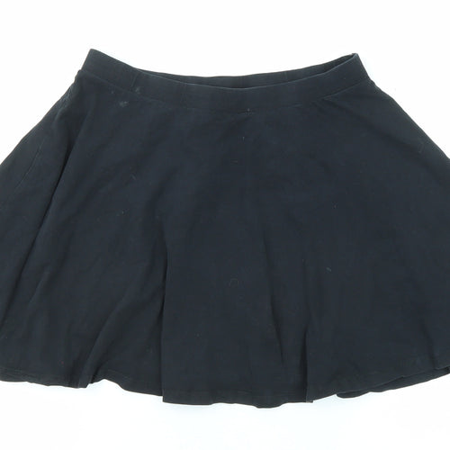 New Look Womens Black Cotton Skater Skirt Size 12