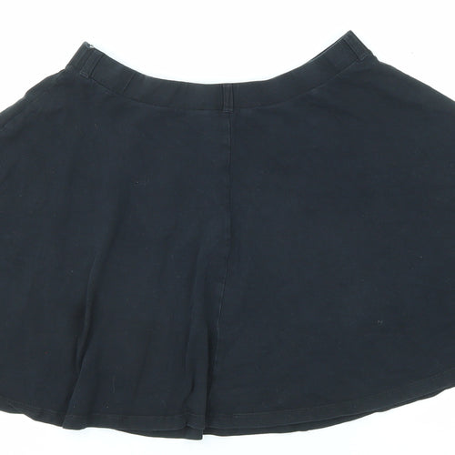 New Look Womens Black Cotton Skater Skirt Size 12