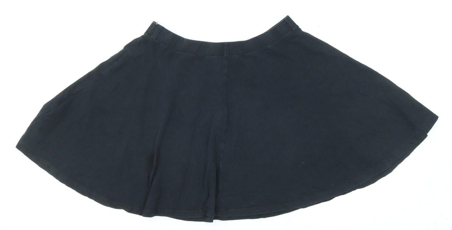 New Look Womens Black Cotton Skater Skirt Size 12