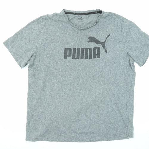 PUMA Mens Grey Polyester T-Shirt Size XL Round Neck