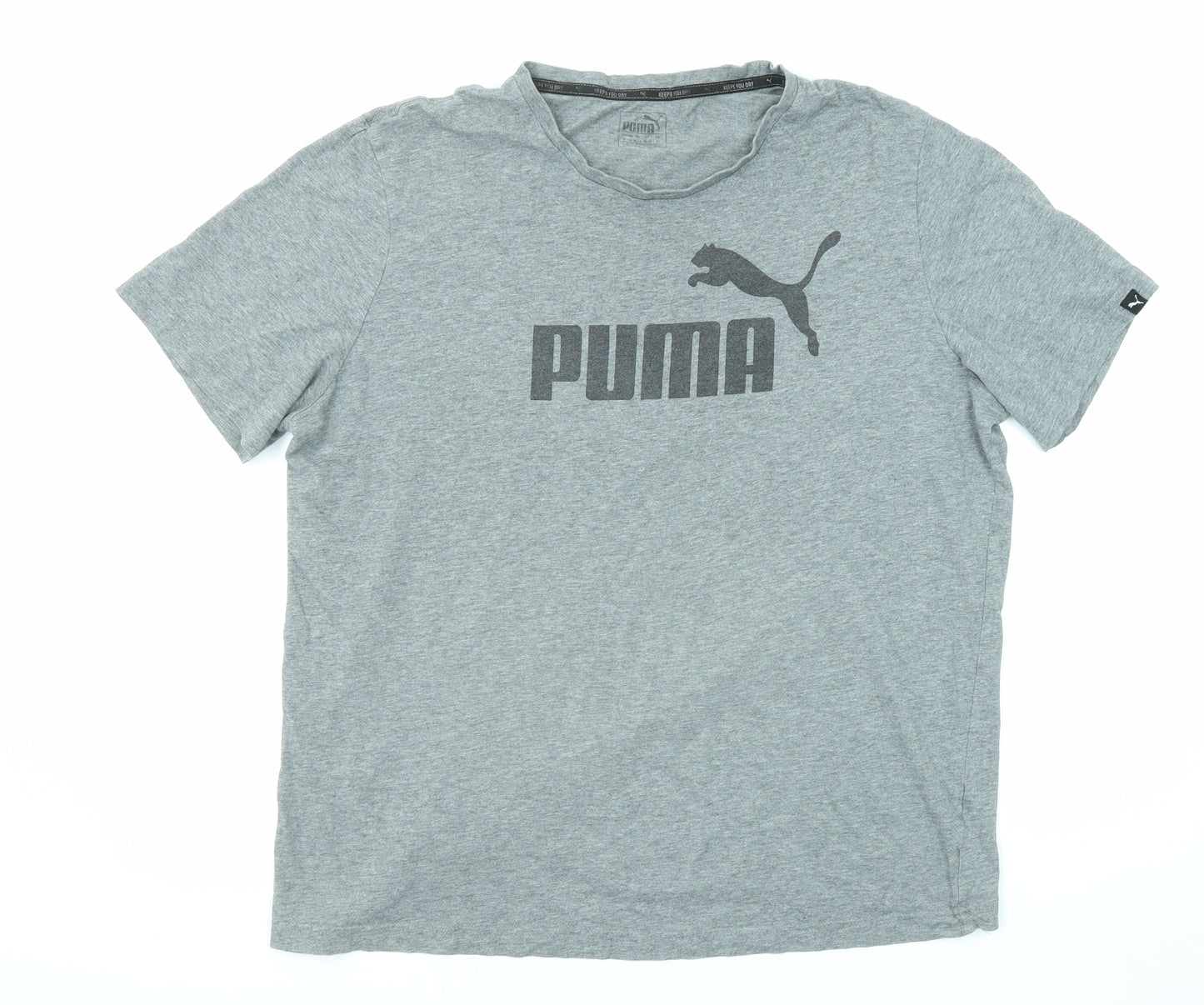 PUMA Mens Grey Polyester T-Shirt Size XL Round Neck