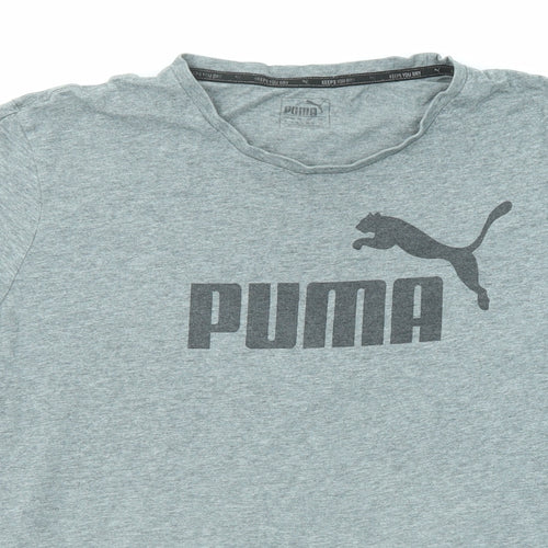 PUMA Mens Grey Polyester T-Shirt Size XL Round Neck