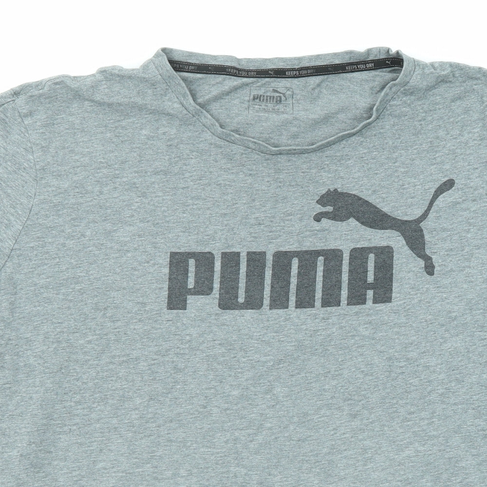 PUMA Mens Grey Polyester T-Shirt Size XL Round Neck