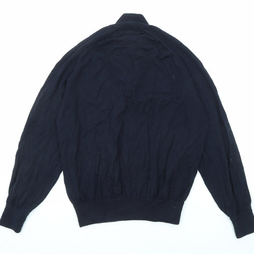 Marks and Spencer Mens Blue High Neck Wool Pullover Jumper Size XL Long Sleeve