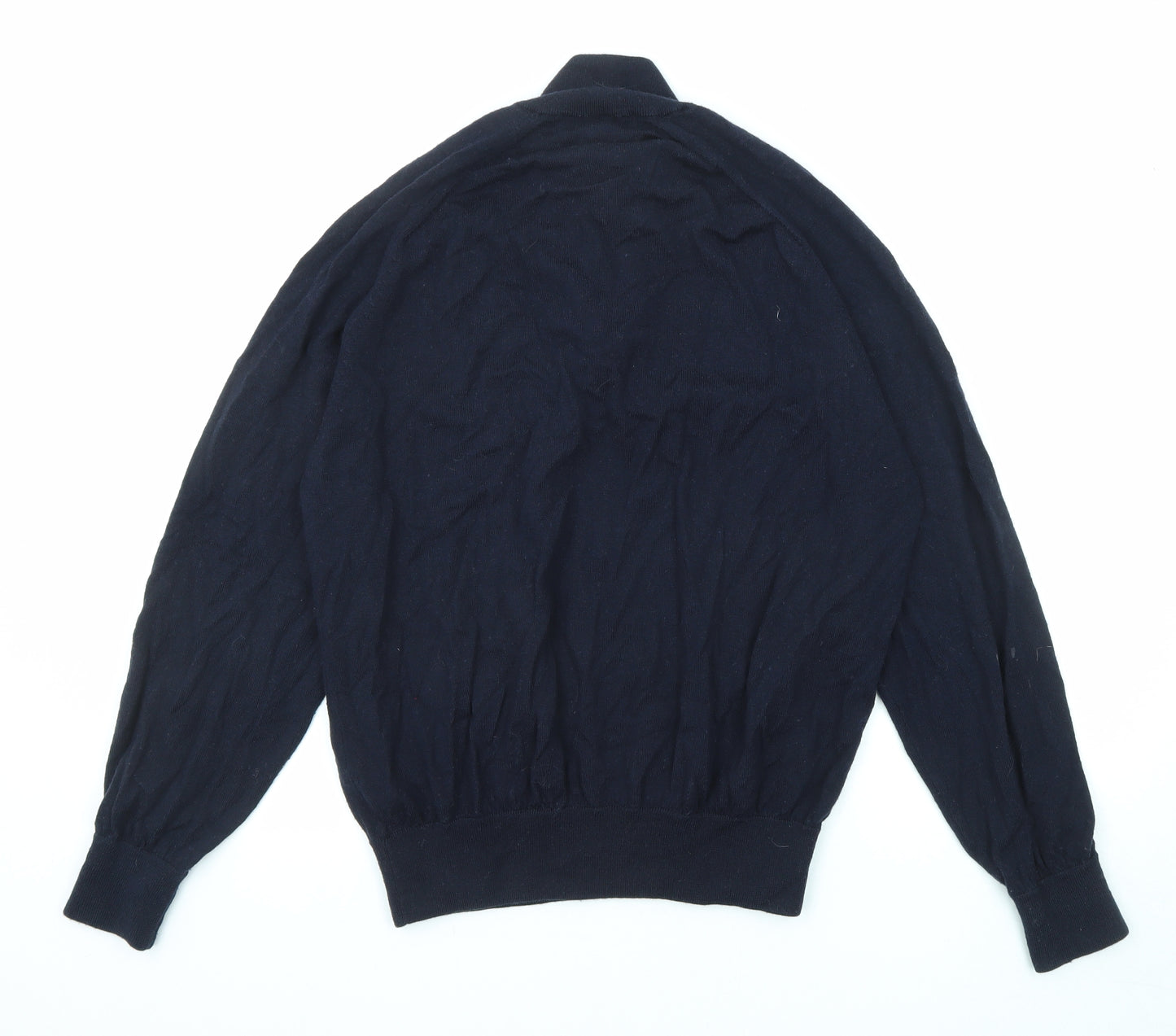 Marks and Spencer Mens Blue High Neck Wool Pullover Jumper Size XL Long Sleeve