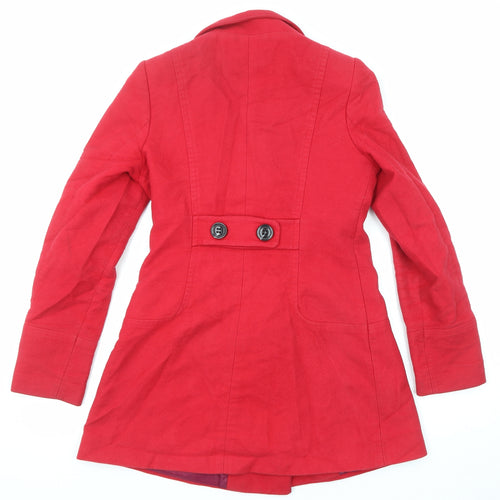 Promod Womens Red Overcoat Coat Size 8 Button