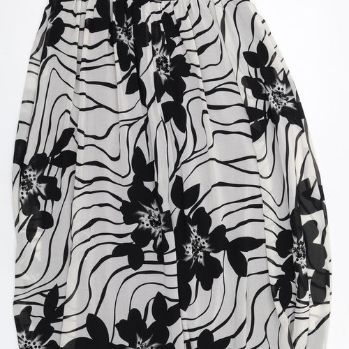 M&Co Womens Black Floral Polyester Maxi Size 12 V-Neck Zip