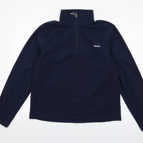 Lands' End Mens Blue Polyester Henley Sweatshirt Size M