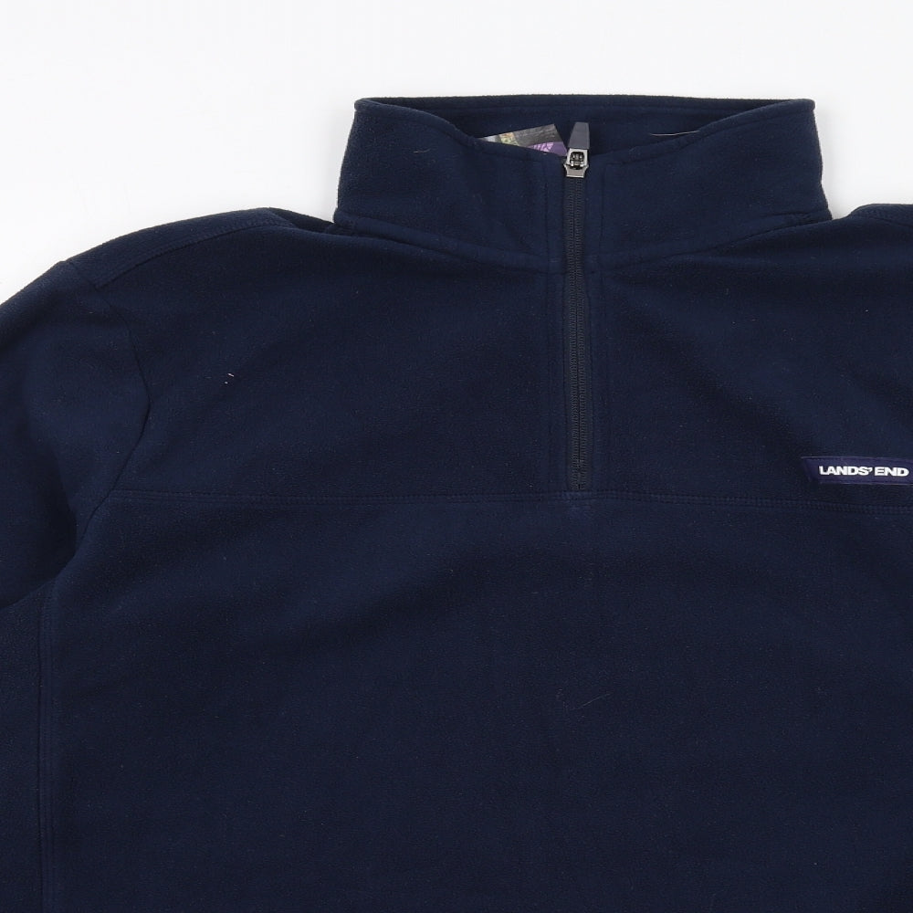 Lands' End Mens Blue Polyester Henley Sweatshirt Size M