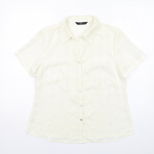 Bonmarché Womens Ivory Polyester Basic Button-Up Size 14 Collared