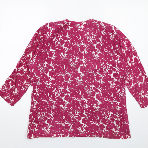 Laura Ashley Womens Pink Round Neck Floral Cotton Cardigan Jumper Size 18
