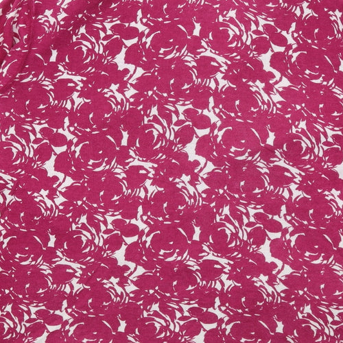 Laura Ashley Womens Pink Round Neck Floral Cotton Cardigan Jumper Size 18