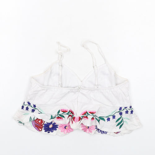 Missguided Womens White Polyester Cropped Tank Size 10 Sweetheart - Floral