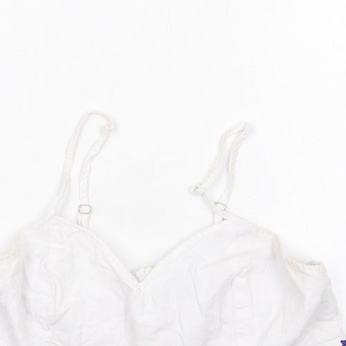 Missguided Womens White Polyester Cropped Tank Size 10 Sweetheart - Floral