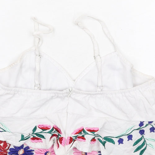 Missguided Womens White Polyester Cropped Tank Size 10 Sweetheart - Floral