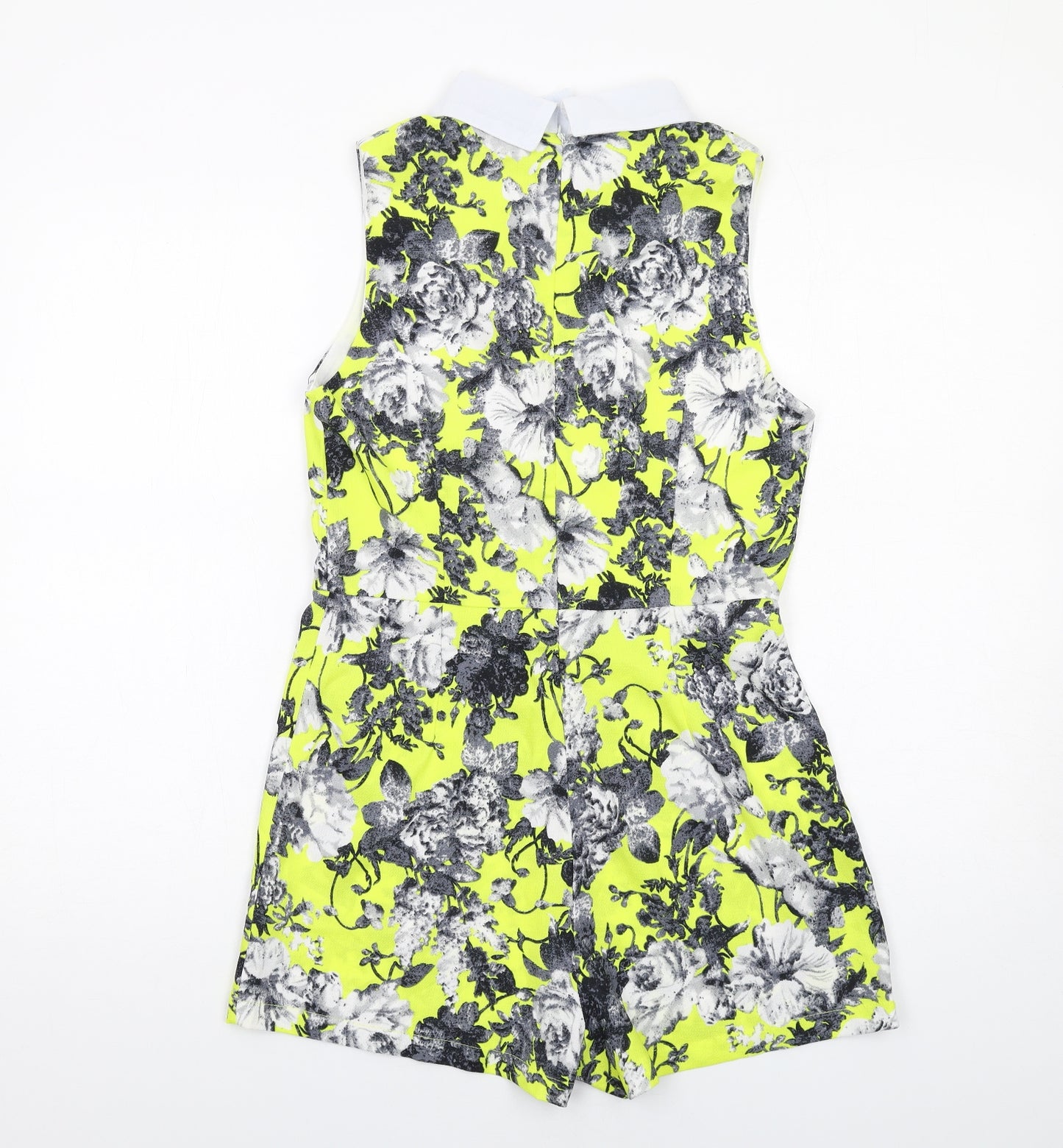 Ribbon Womens Yellow Floral Polyester Playsuit One-Piece Size 10 Zip