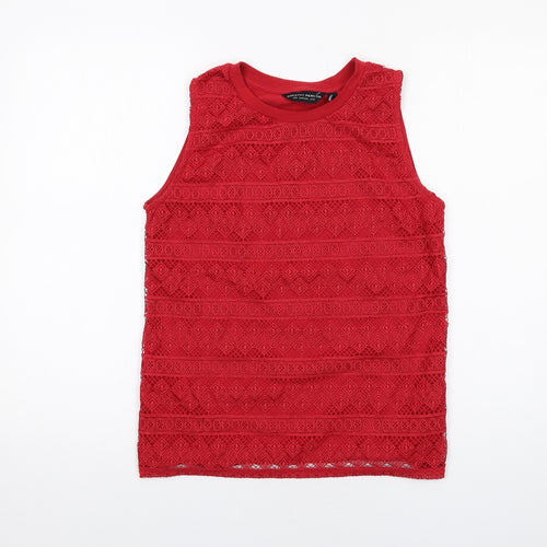 Dorothy Perkins Womens Red Polyester Basic Tank Size 10 Round Neck