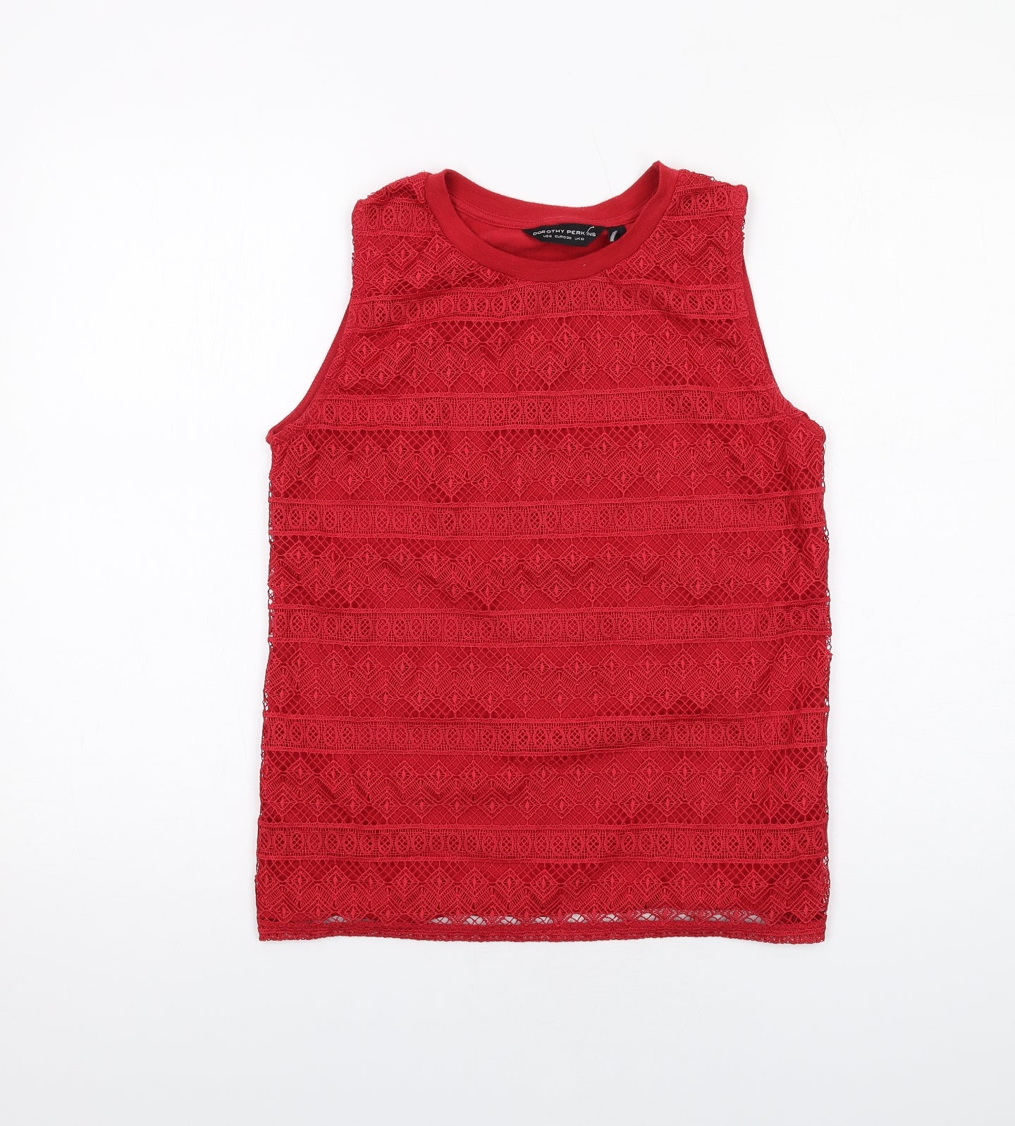 Dorothy Perkins Womens Red Polyester Basic Tank Size 10 Round Neck