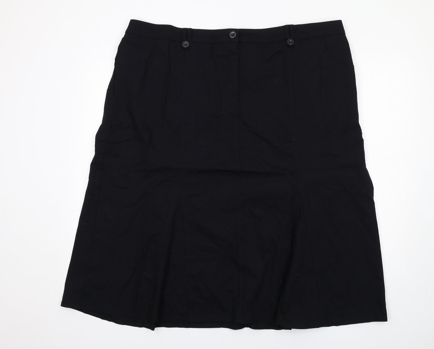 Magic Fit Womens Black Cotton Swing Skirt Size 28 Zip
