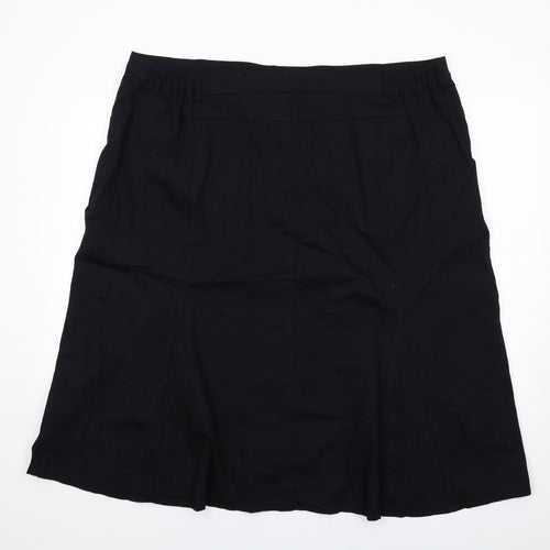 Magic Fit Womens Black Cotton Swing Skirt Size 28 Zip