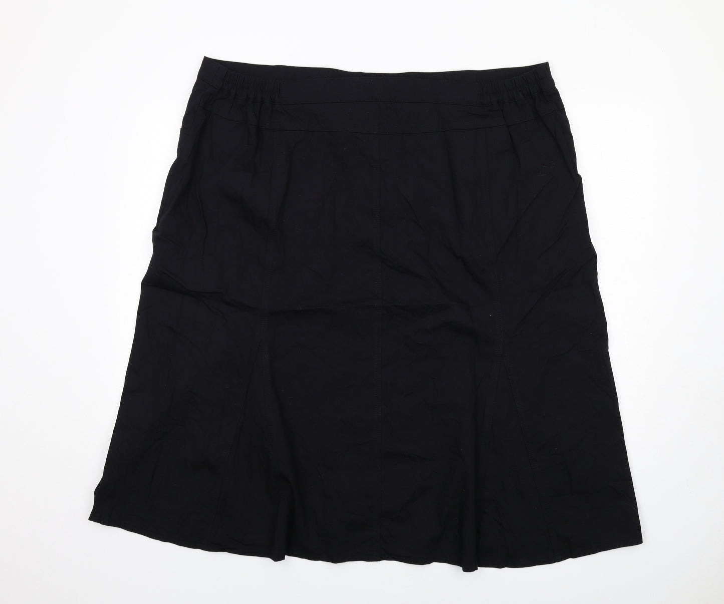 Magic Fit Womens Black Cotton Swing Skirt Size 28 Zip