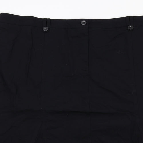 Magic Fit Womens Black Cotton Swing Skirt Size 28 Zip