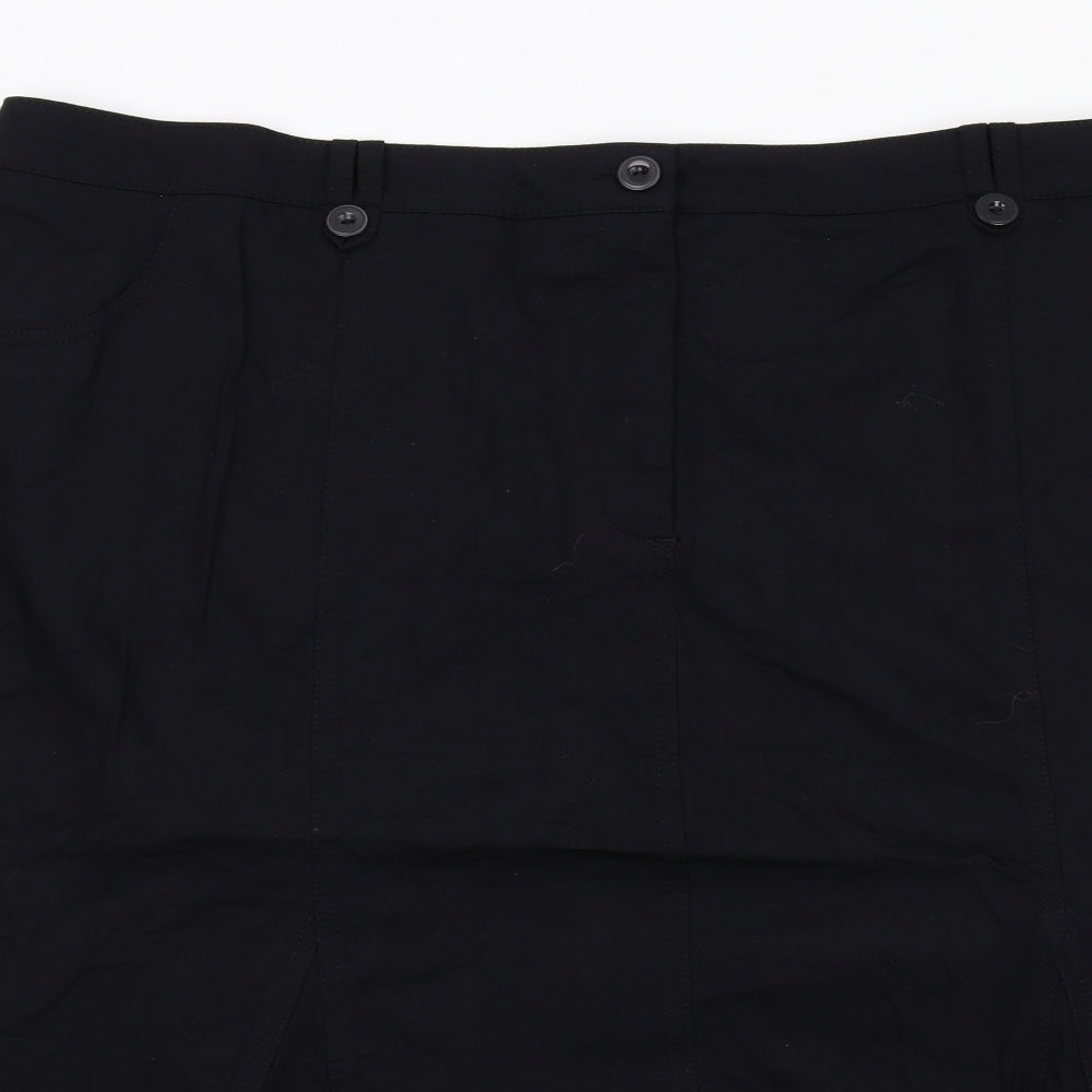 Magic Fit Womens Black Cotton Swing Skirt Size 28 Zip