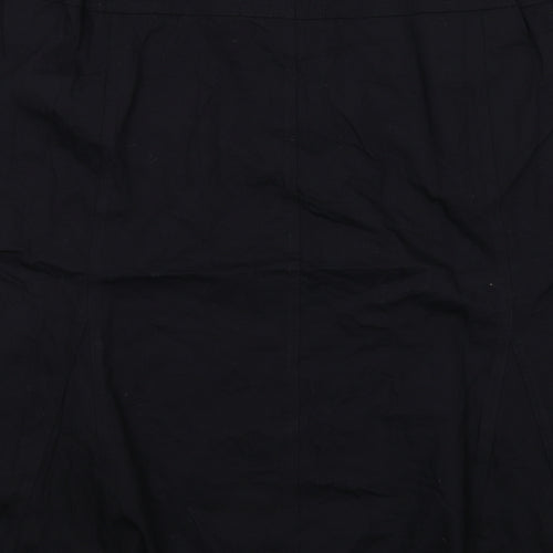 Magic Fit Womens Black Cotton Swing Skirt Size 28 Zip