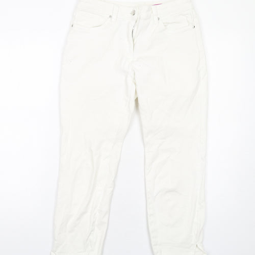 Jasper Conran Womens White Cotton Straight Jeans Size 10 L23 in Regular Zip
