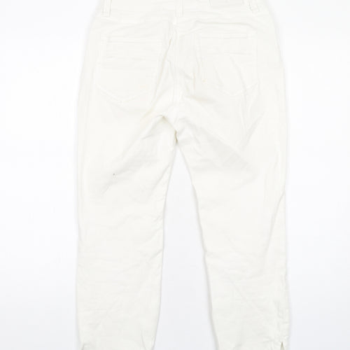 Jasper Conran Womens White Cotton Straight Jeans Size 10 L23 in Regular Zip