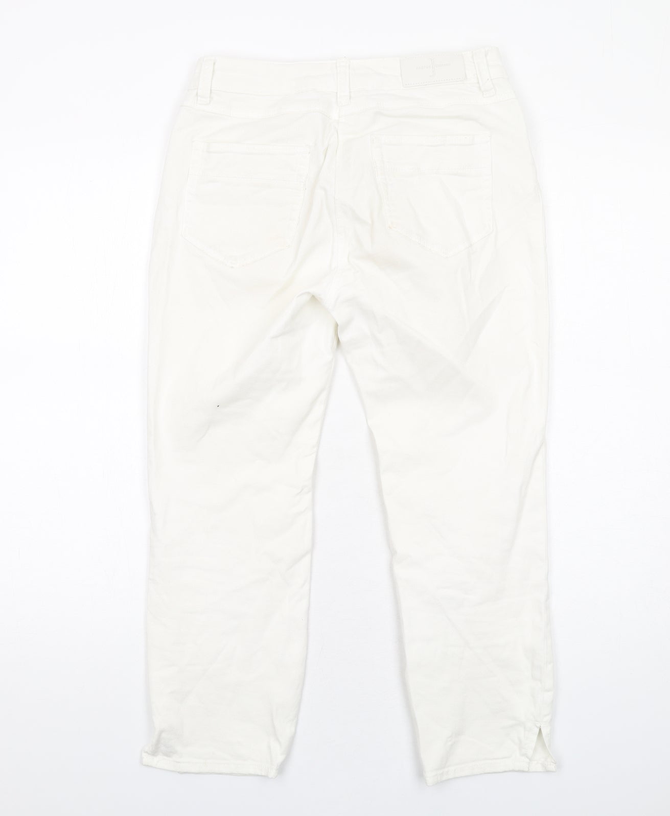 Jasper Conran Womens White Cotton Straight Jeans Size 10 L23 in Regular Zip
