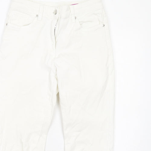 Jasper Conran Womens White Cotton Straight Jeans Size 10 L23 in Regular Zip