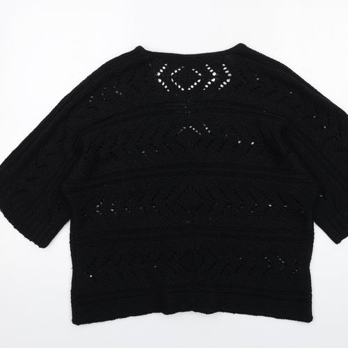 Stephen Y Womens Black V-Neck Acrylic Cardigan Jumper Size L