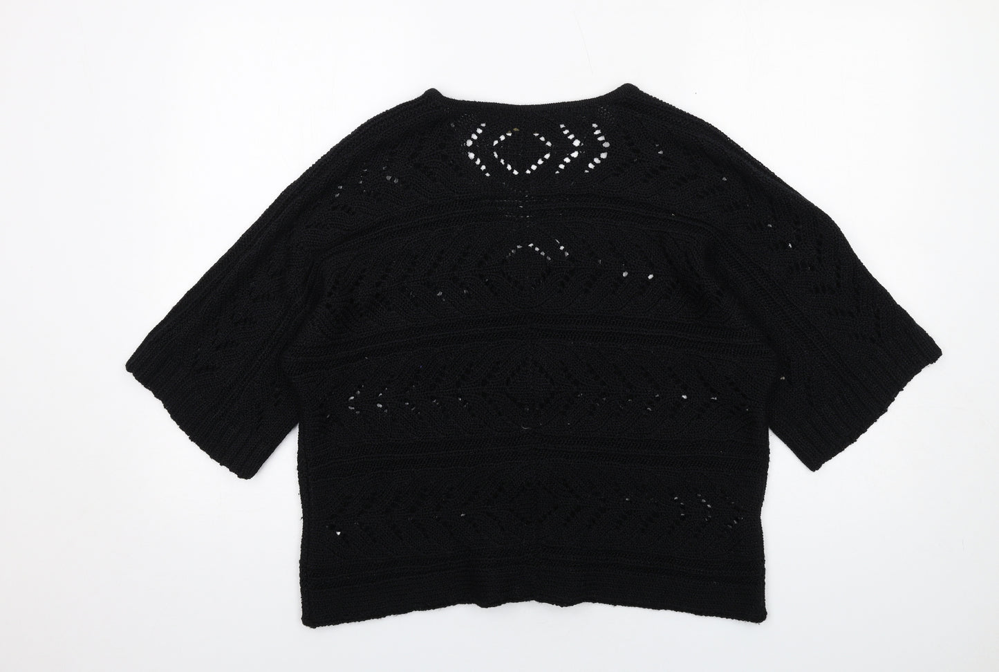 Stephen Y Womens Black V-Neck Acrylic Cardigan Jumper Size L