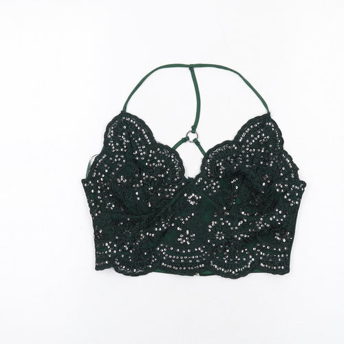 River Island Womens Green Polyester Cropped Tank Size 8 Sweetheart - Bralette