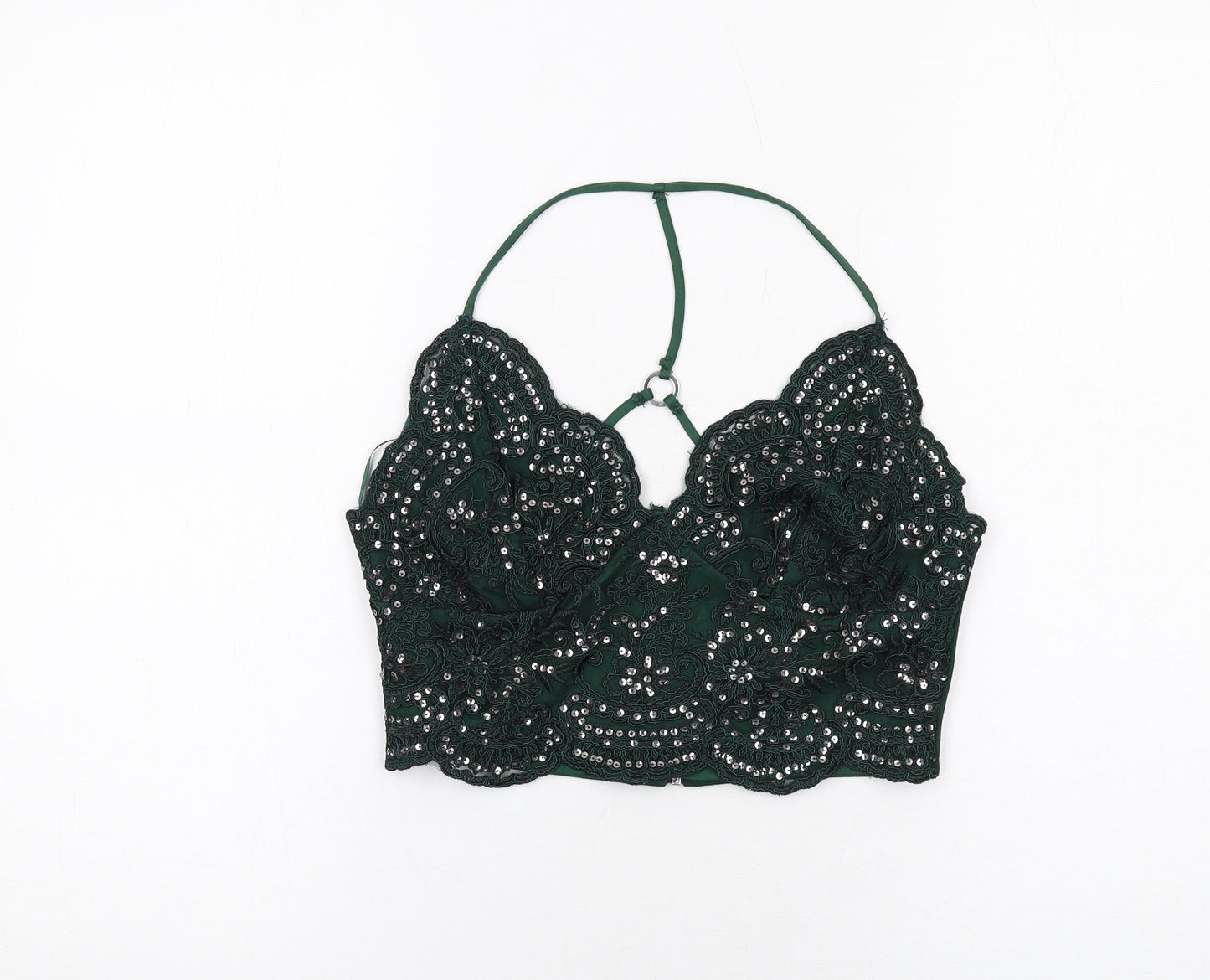River Island Womens Green Polyester Cropped Tank Size 8 Sweetheart - Bralette