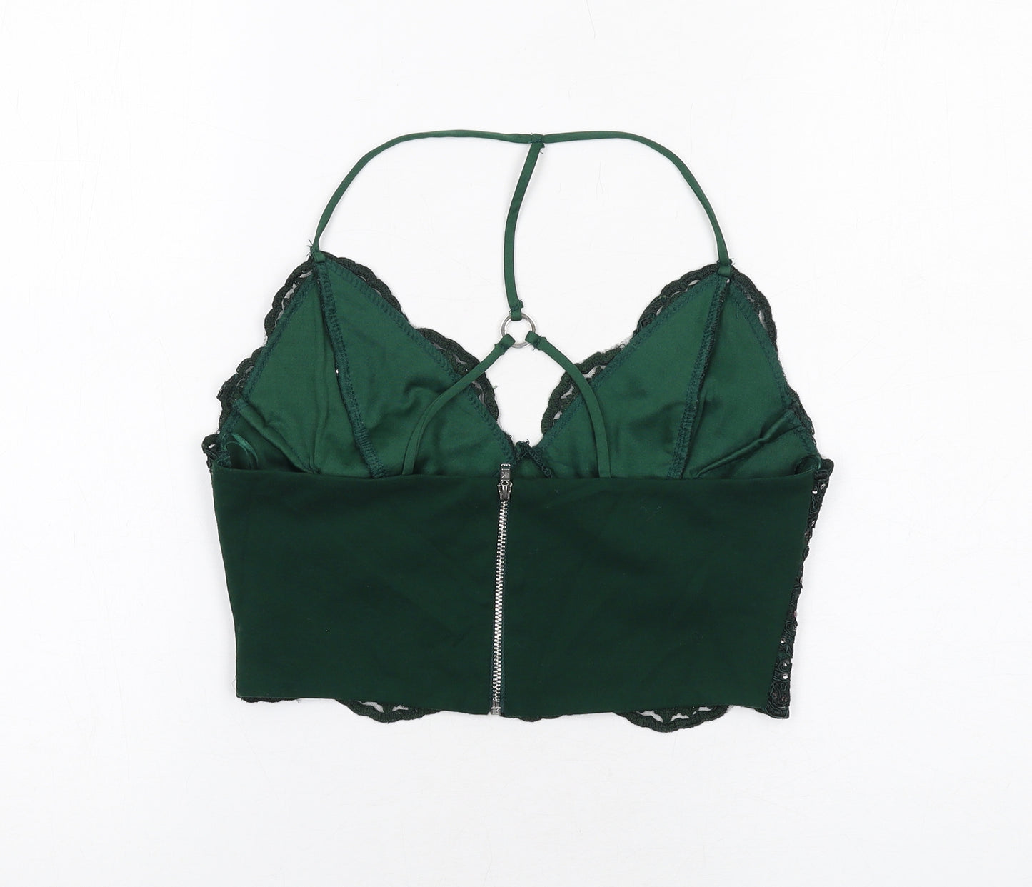 River Island Womens Green Polyester Cropped Tank Size 8 Sweetheart - Bralette