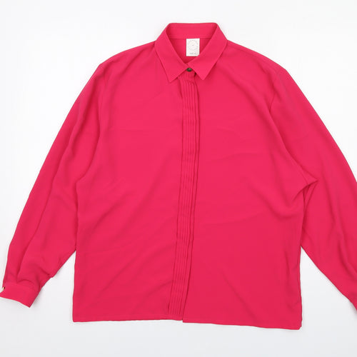 Country Casuals Womens Pink Polyester Basic Button-Up Size 12 Collared