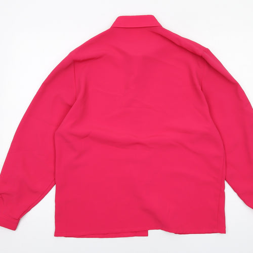Country Casuals Womens Pink Polyester Basic Button-Up Size 12 Collared
