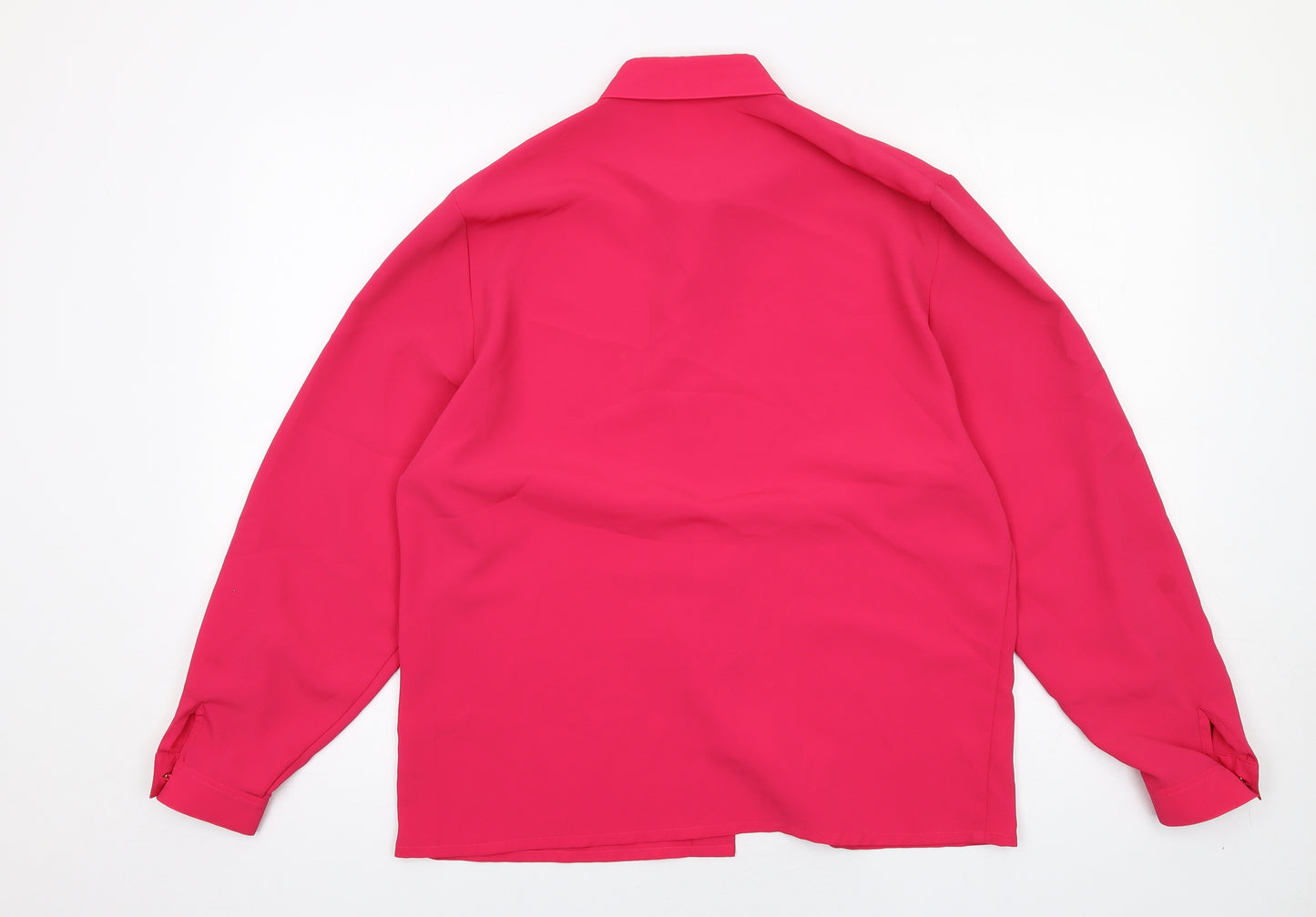 Country Casuals Womens Pink Polyester Basic Button-Up Size 12 Collared