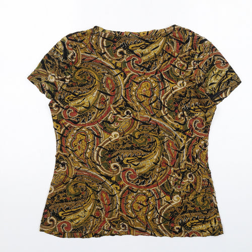 Per Una Womens Multicoloured Paisley Acetate Basic T-Shirt Size 14 Scoop Neck