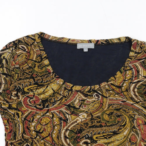 Per Una Womens Multicoloured Paisley Acetate Basic T-Shirt Size 14 Scoop Neck