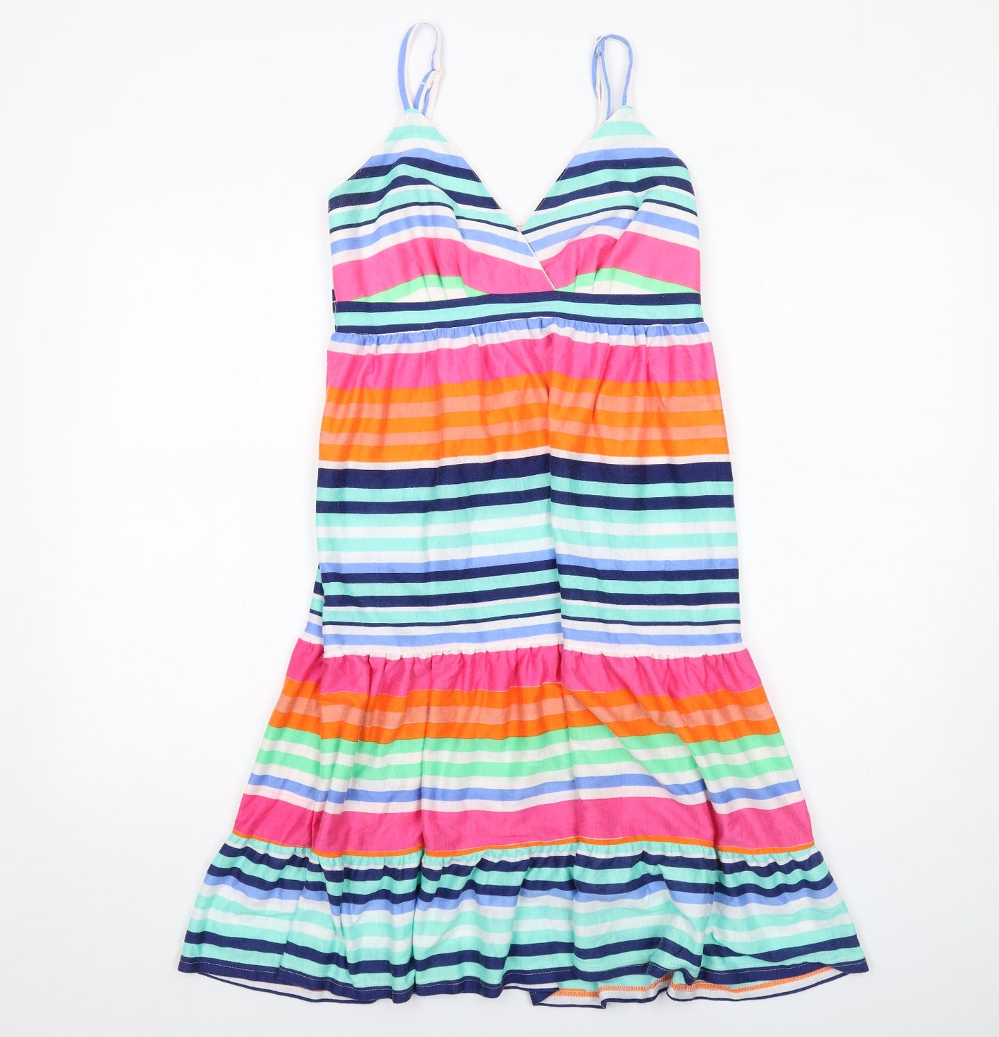 Utam Boutique Womens Multicoloured Striped Viscose Tank Dress Size 10 V-Neck Zip