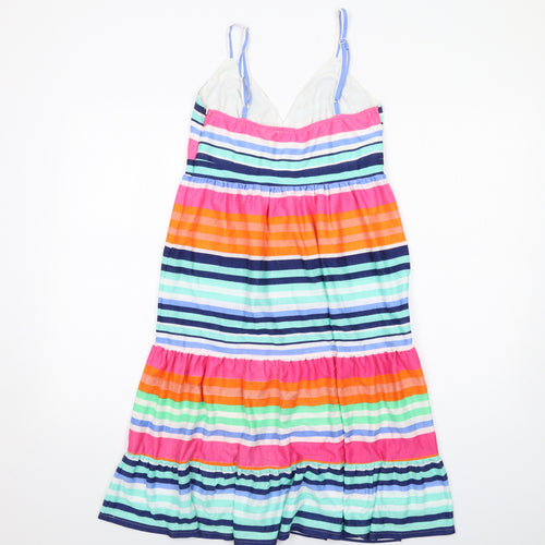 Utam Boutique Womens Multicoloured Striped Viscose Tank Dress Size 10 V-Neck Zip